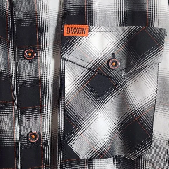 Dixxon Flannel Company Shirt Mens XL Black White Ross Alley Bamboo Blend Plaid - Picture 2 of 10